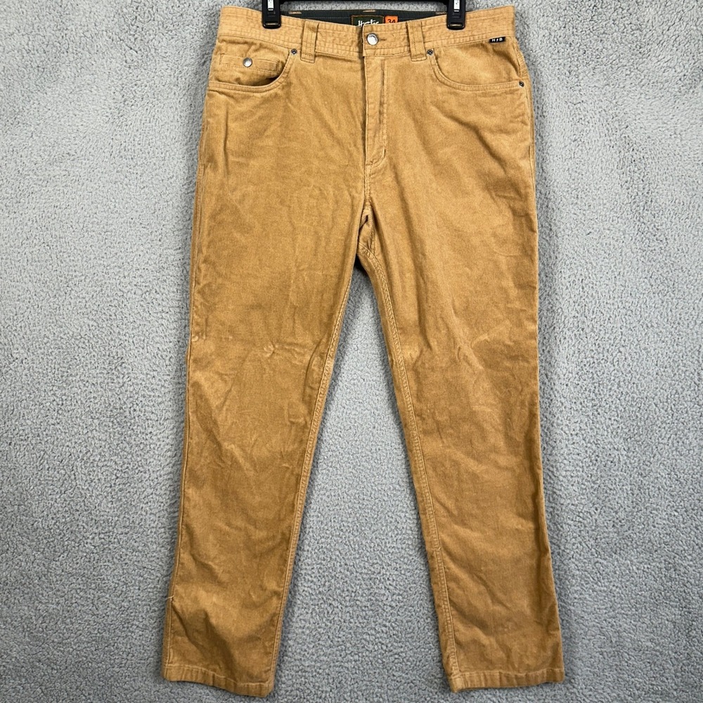 Howler Bros Pants Corduroy Mens 34X32 Tan Flat Front Straight Stretch 5-Pockets